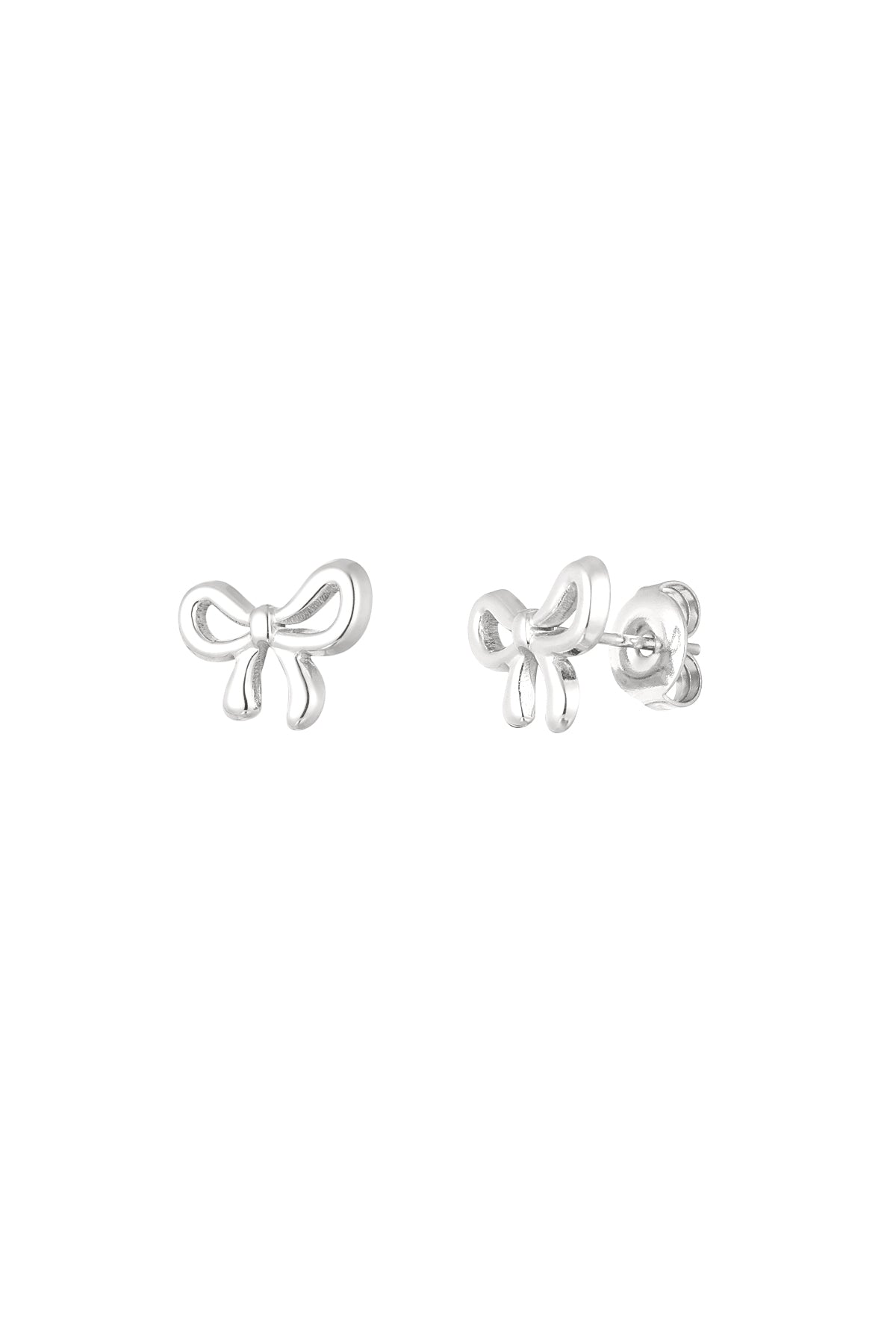 Ear studs bow life - Silver Color color