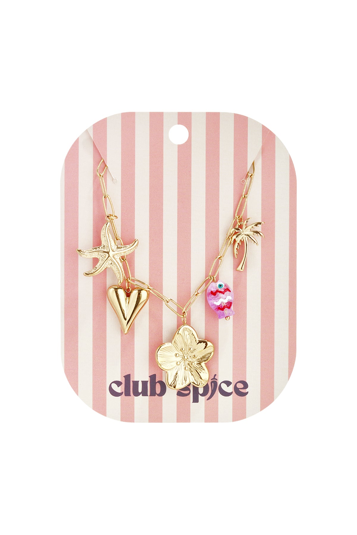 Necklace with large links and charms