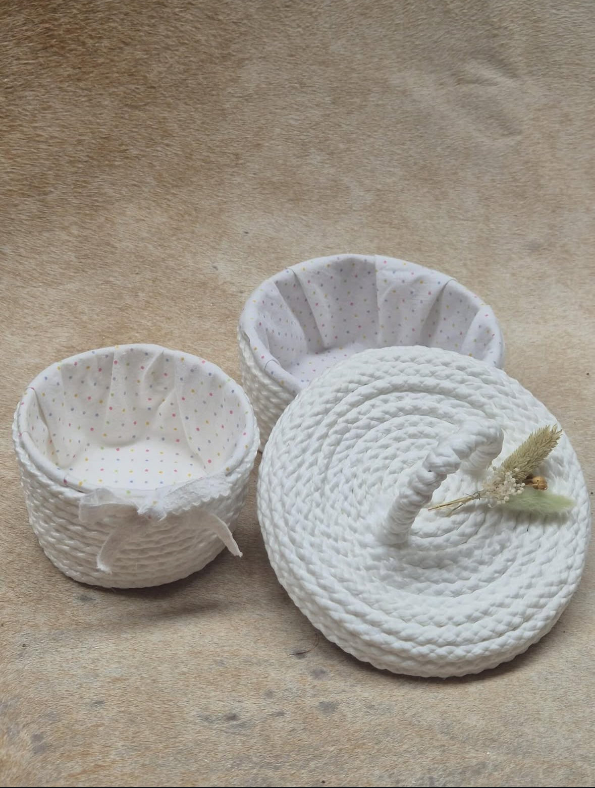 Macrame set mandje wit